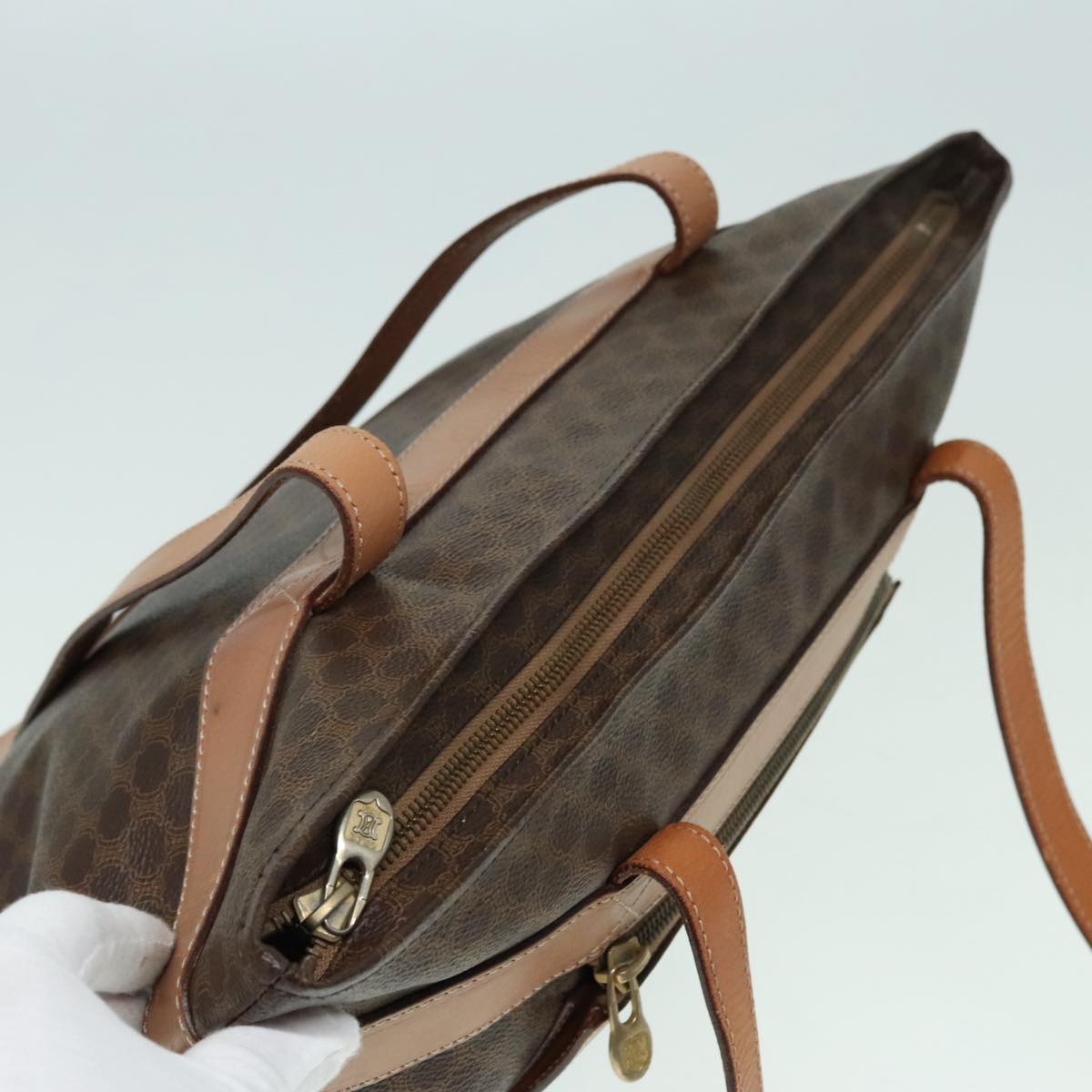 CELINE Macadam Canvas Tote Bag Pvc Leather Brown Gold - 6