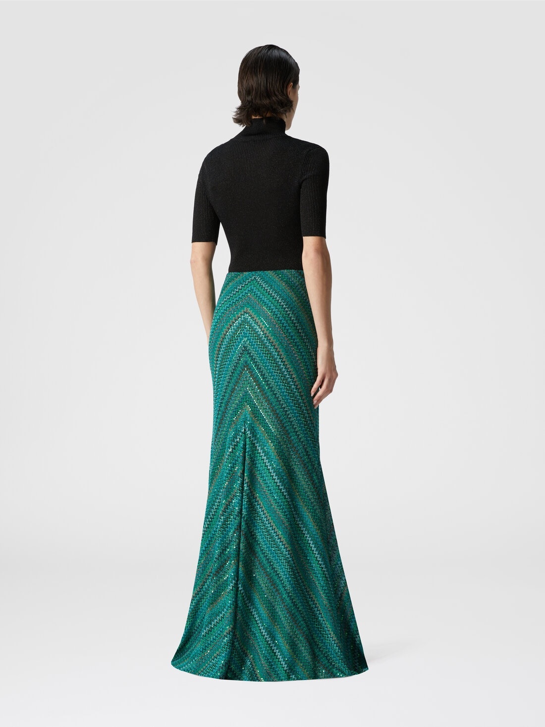 Long flared zig zag skirt with sequins - 3