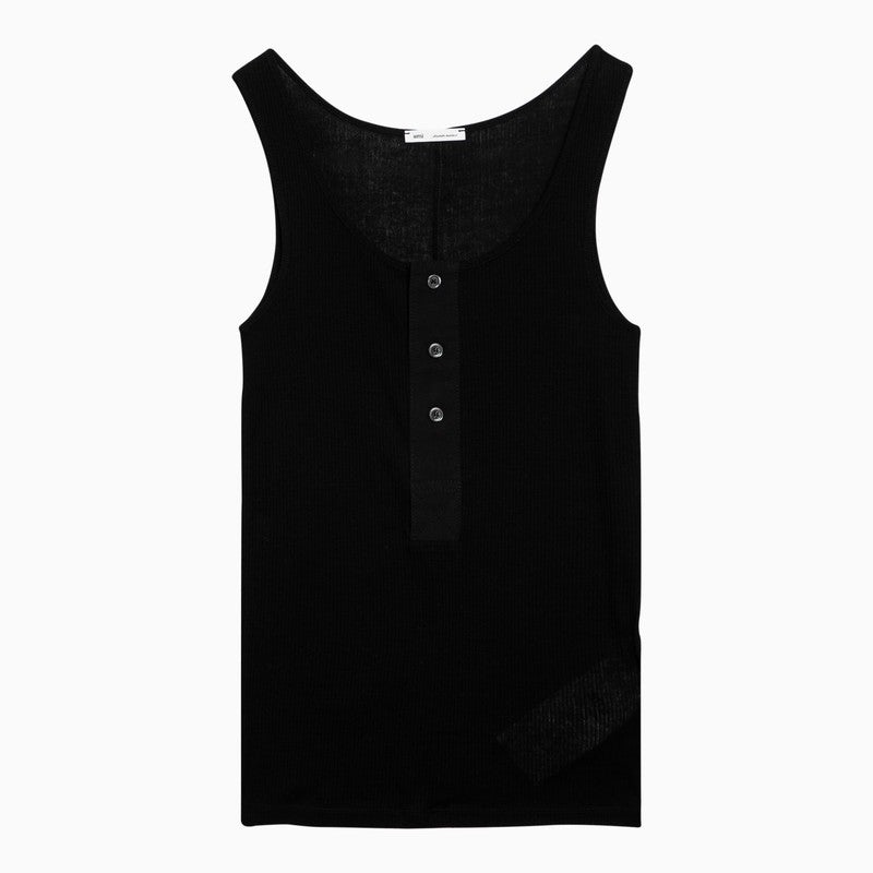 Ami Paris Black Cotton Tank Top With Buttons Women - 1