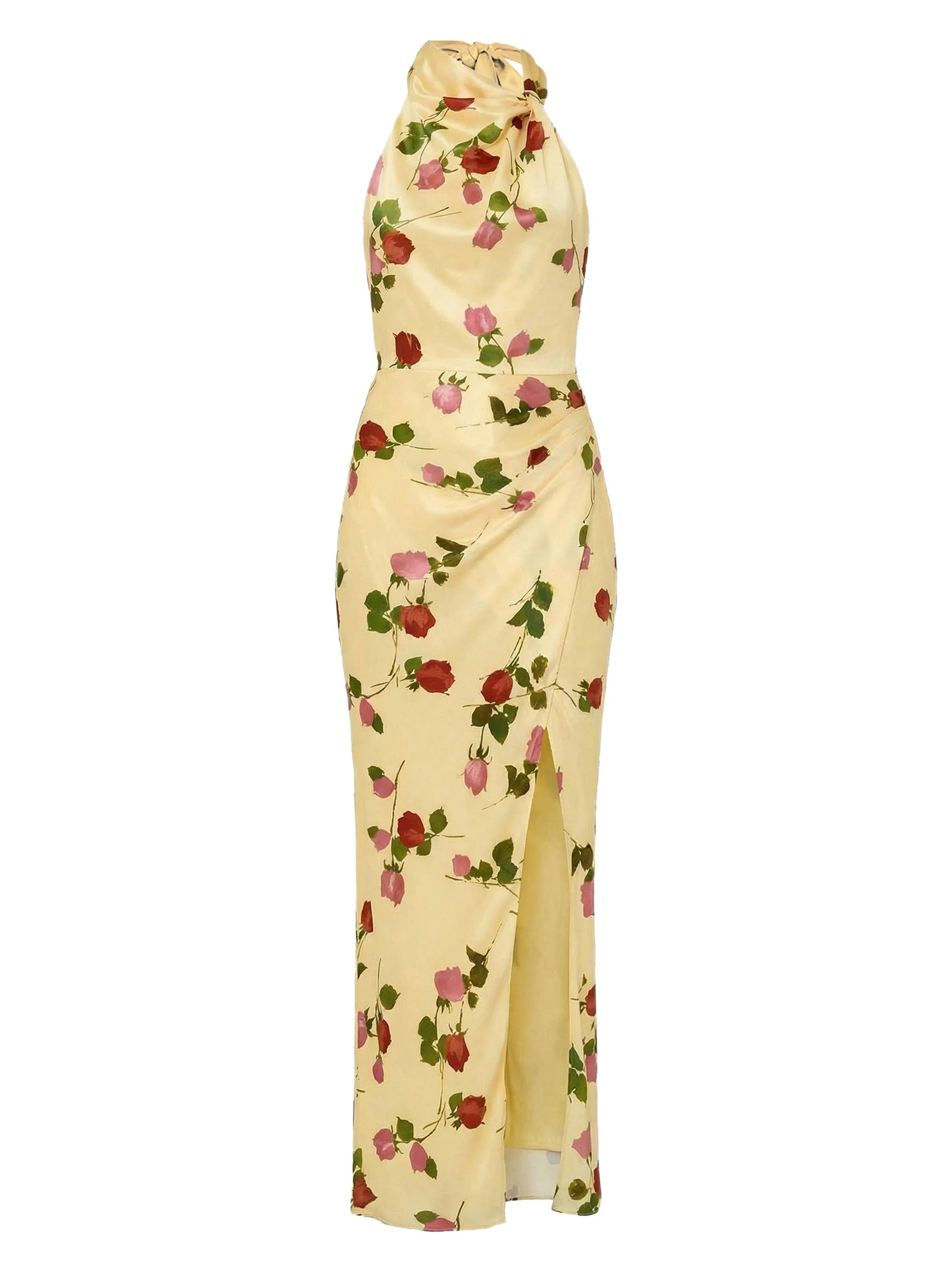 Women's Galilea Halterneck Floral A-Line Gown - Fallen Roses - 1