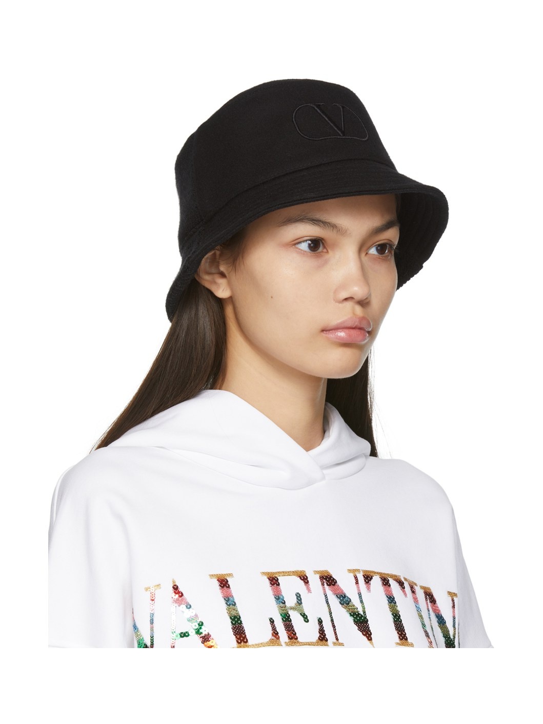 Black V Logo Bucket Hat - 2