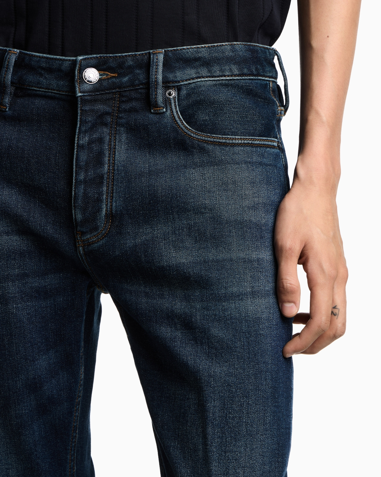 ASV J75 SLIM-FIT JEANS IN STONE-WASHED BRUSHED STRETCH DENIM - 5