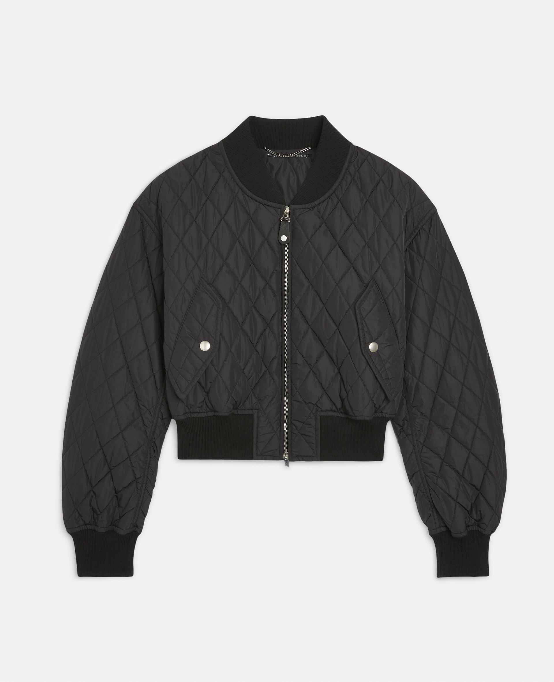 Cropped Quilted Bomber Jacket - 1