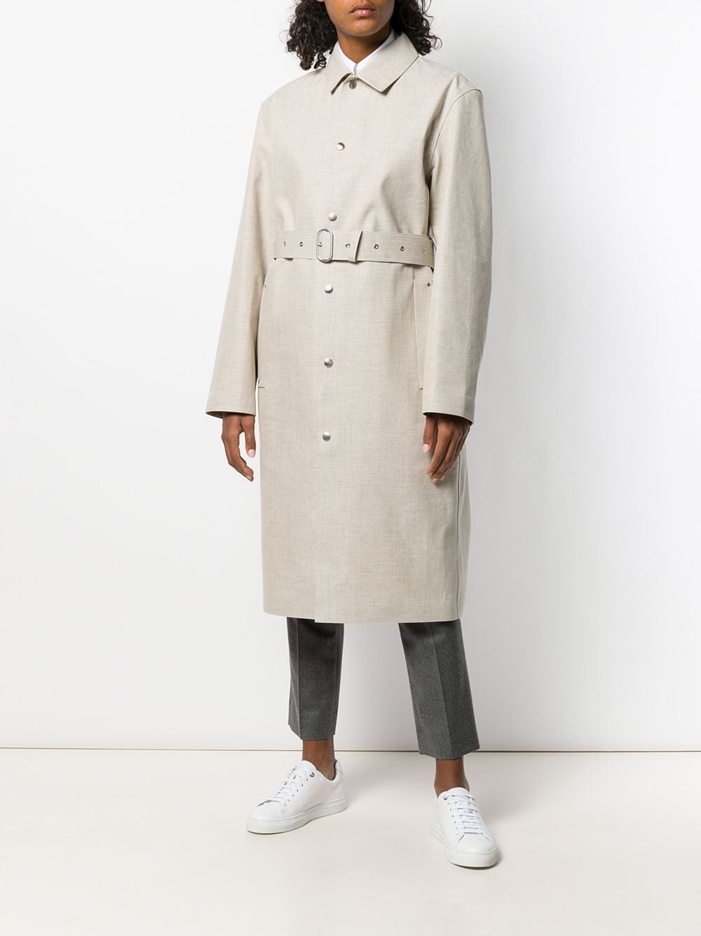 pointed collar trench coat - 3