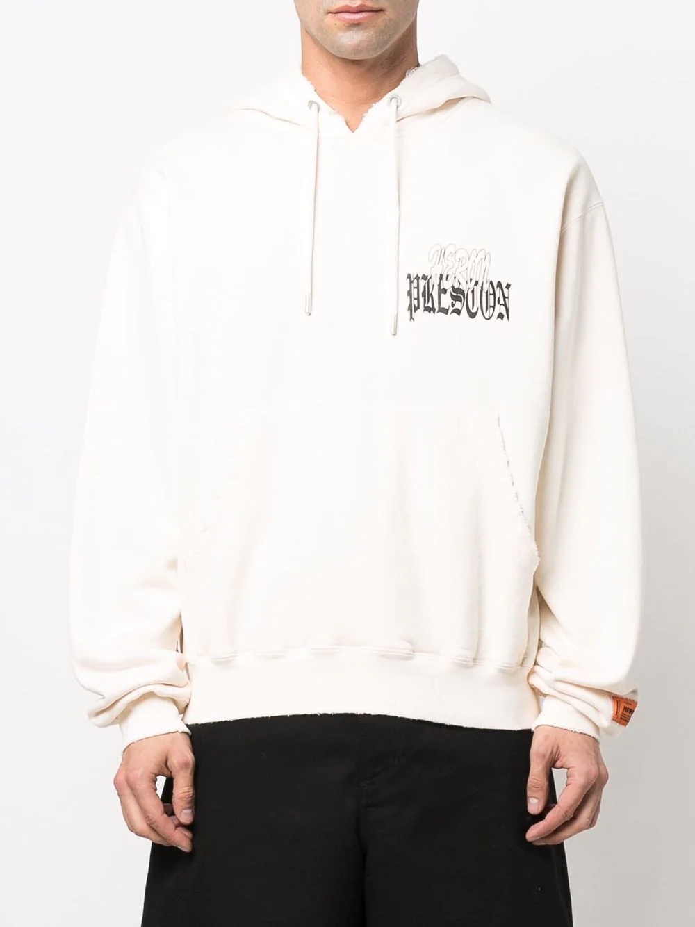 logo-print cotton hoodie - 3