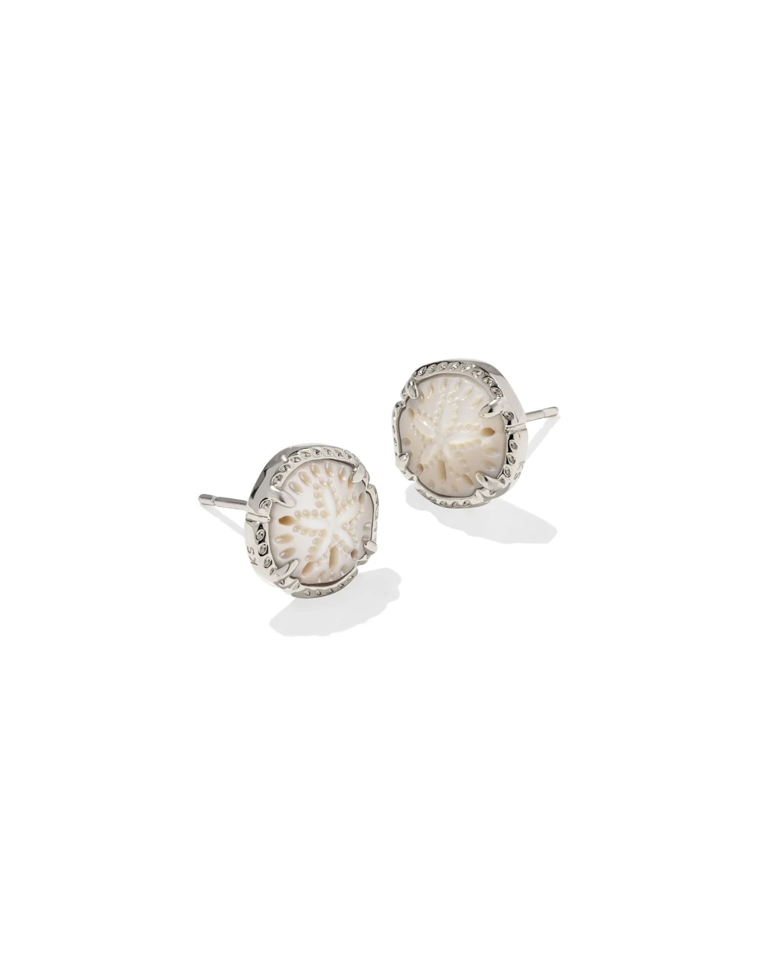Sand Dollar Silver Stud Earrings - 1