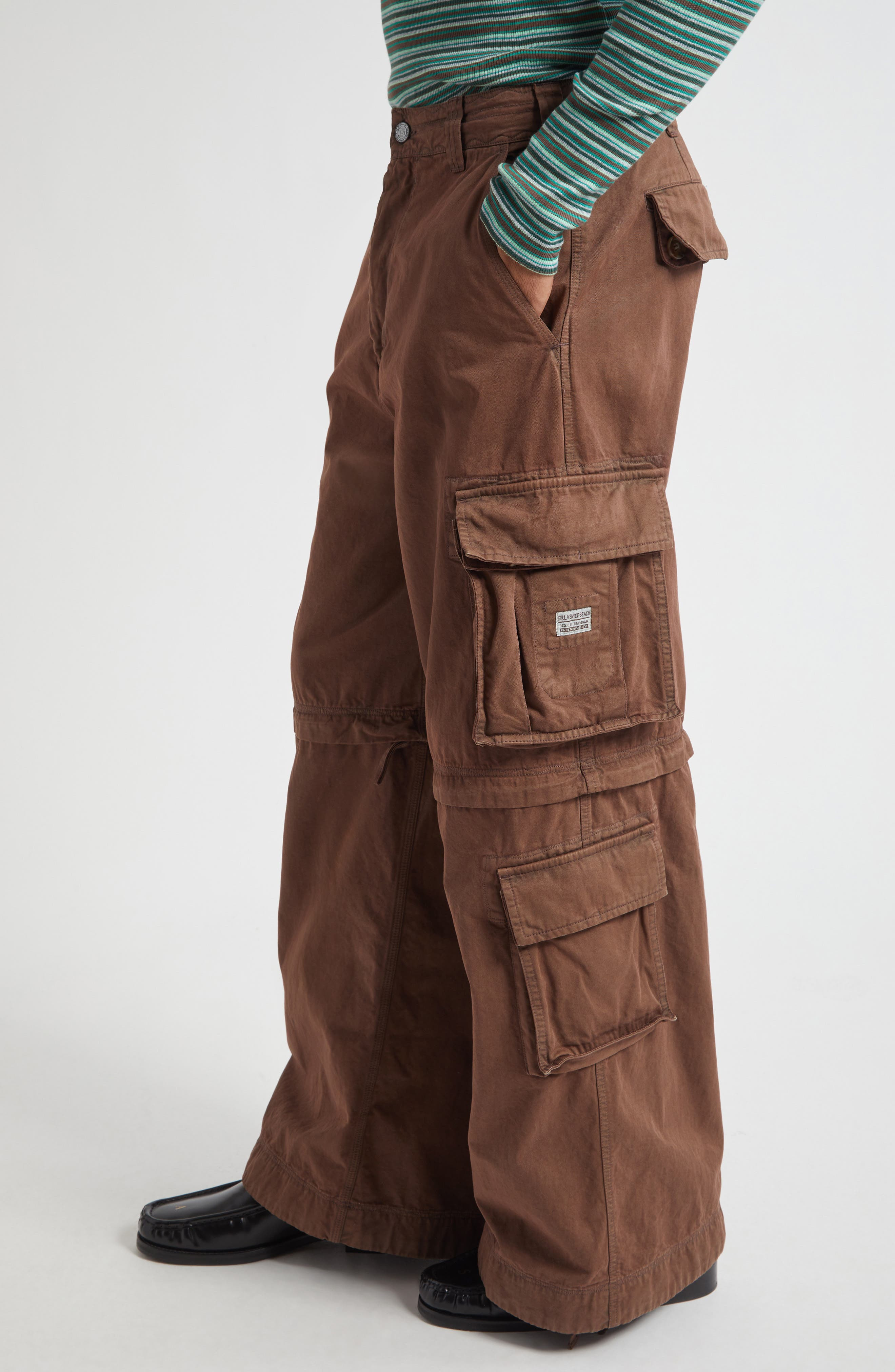 ERL Gender Inclusive Zip-Off Cargo Pants in Brown at Nordstrom - 5