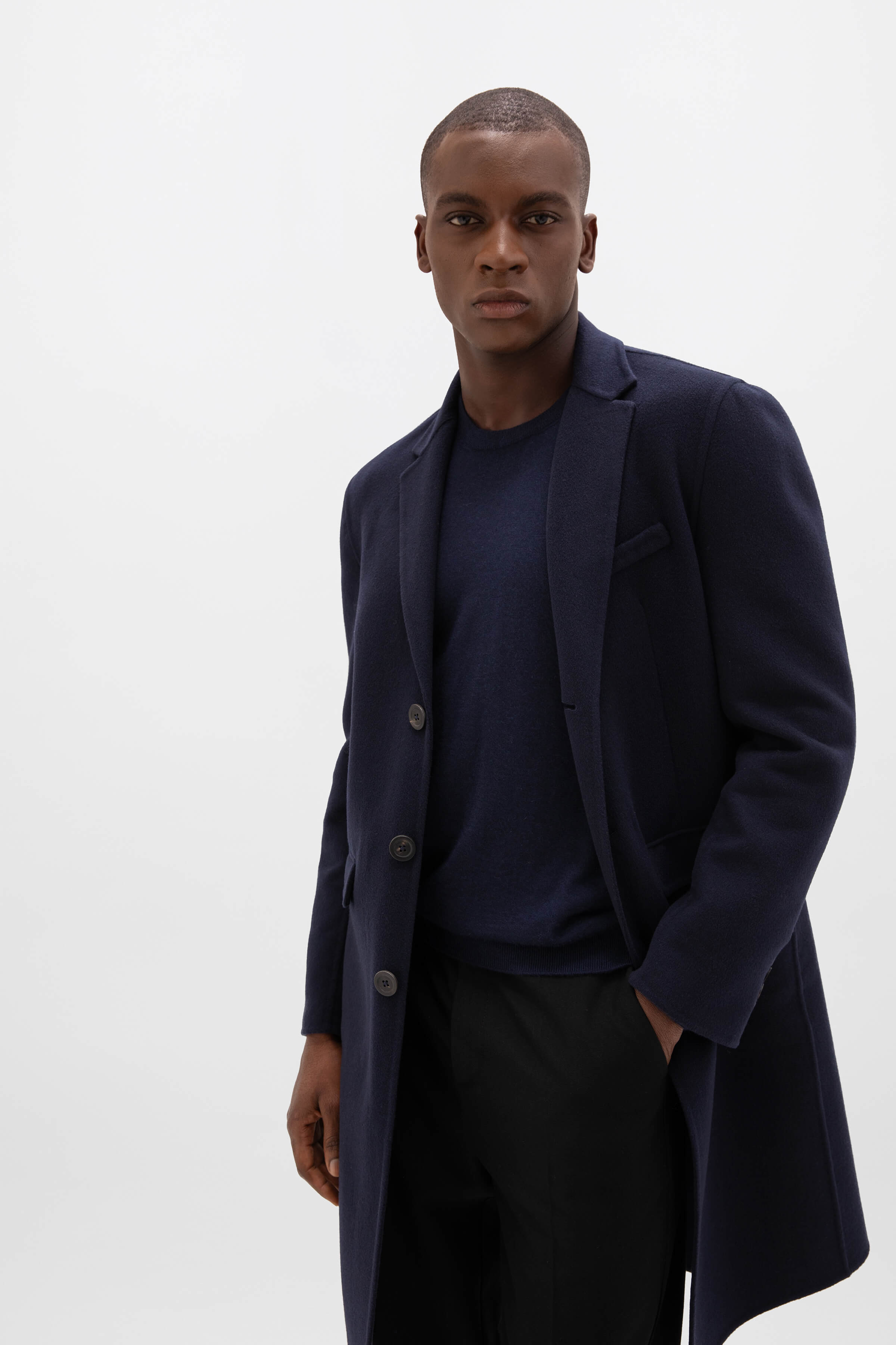 Classic Navy Cashmere Coat - 2