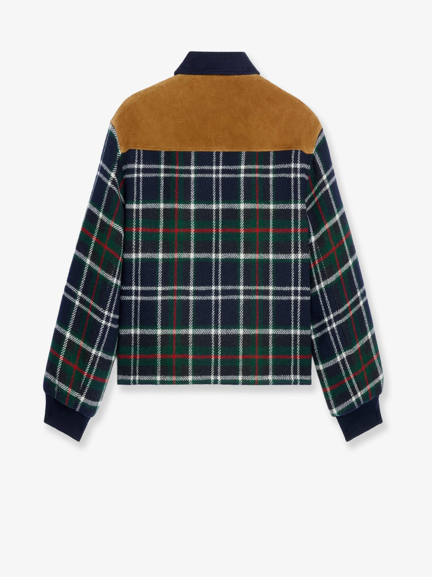 Celine Tartan Wool Jacket With Suede Inserts - 2