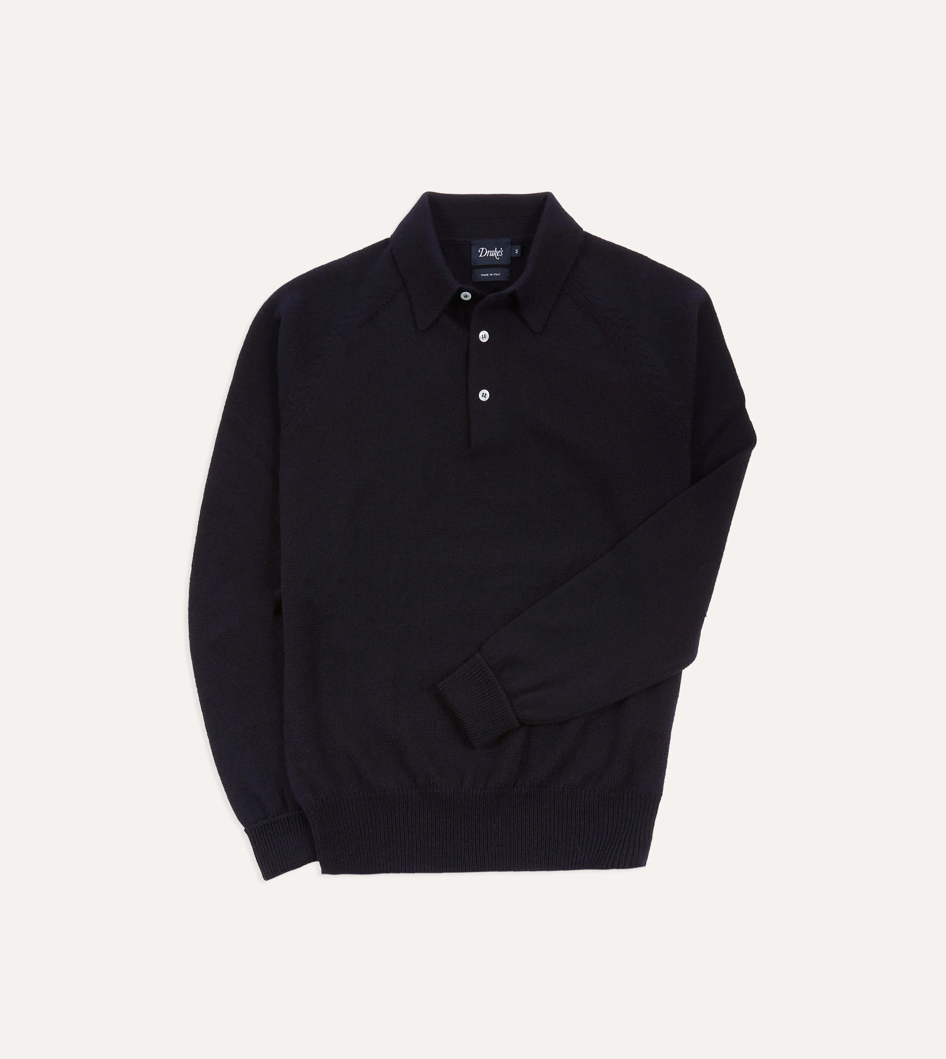 Navy Merino Wool Knitted Polo - 1