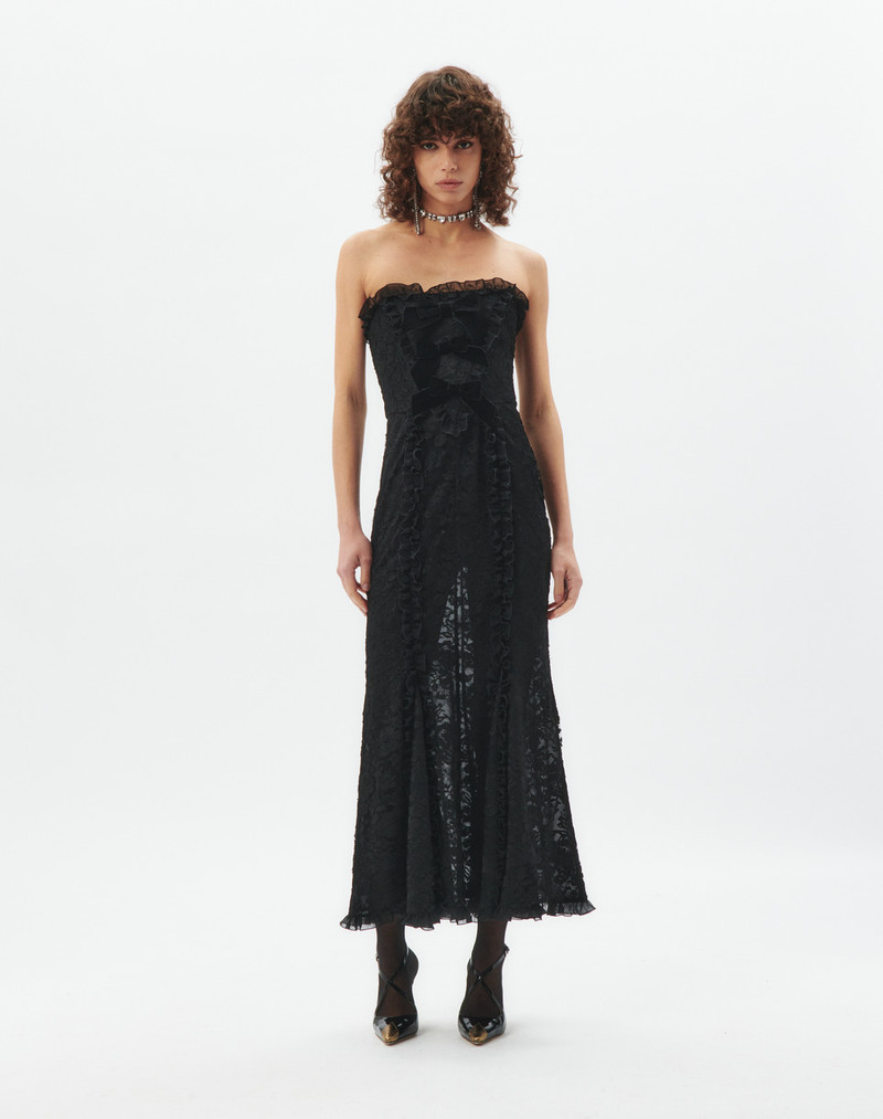 Alessandra Rich LACE BUSTIER DRESS WITH VELVET BOWS outlook