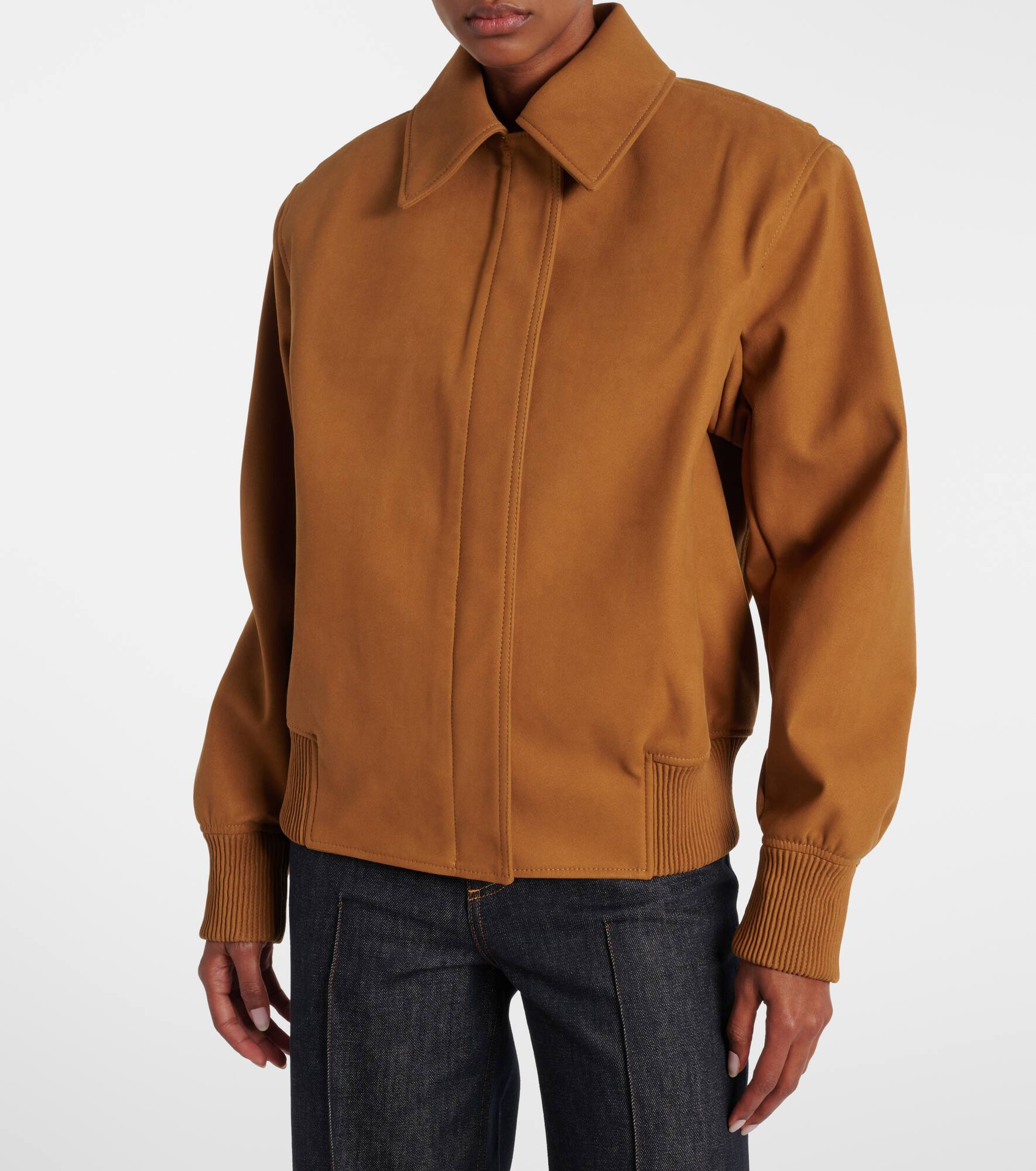 Oversized faux suede blouson - 6