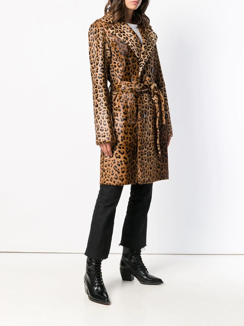 leopard print trench coat - 3