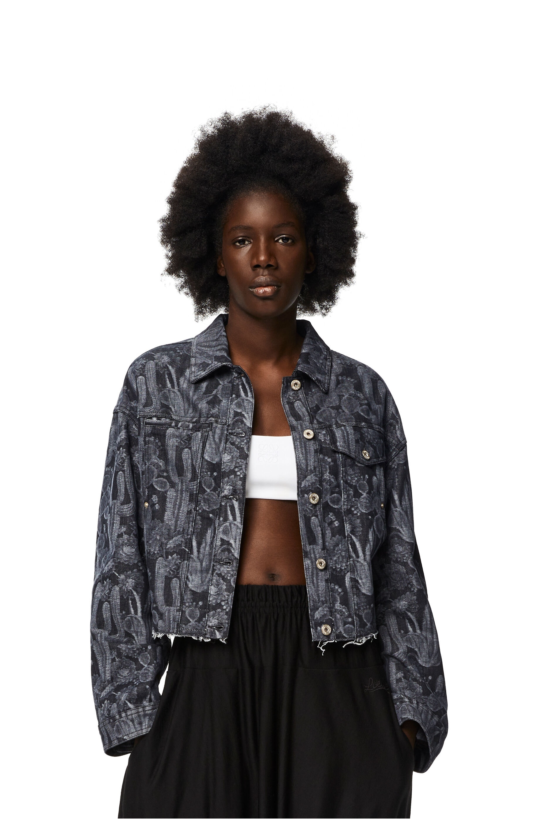 Cropped cactus jacket in denim - 3
