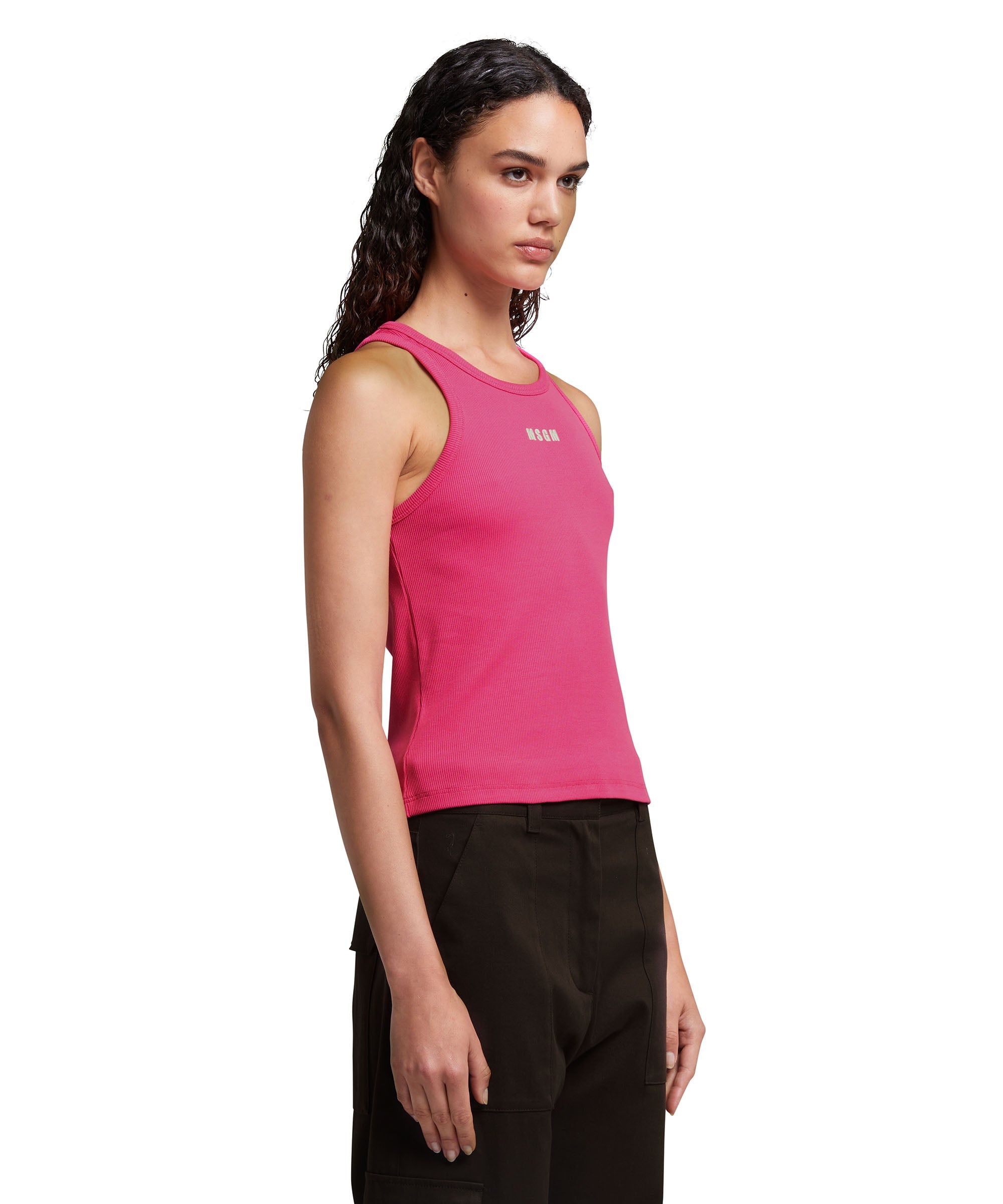 Ribbed jersey tank top with embroidered logo - 4