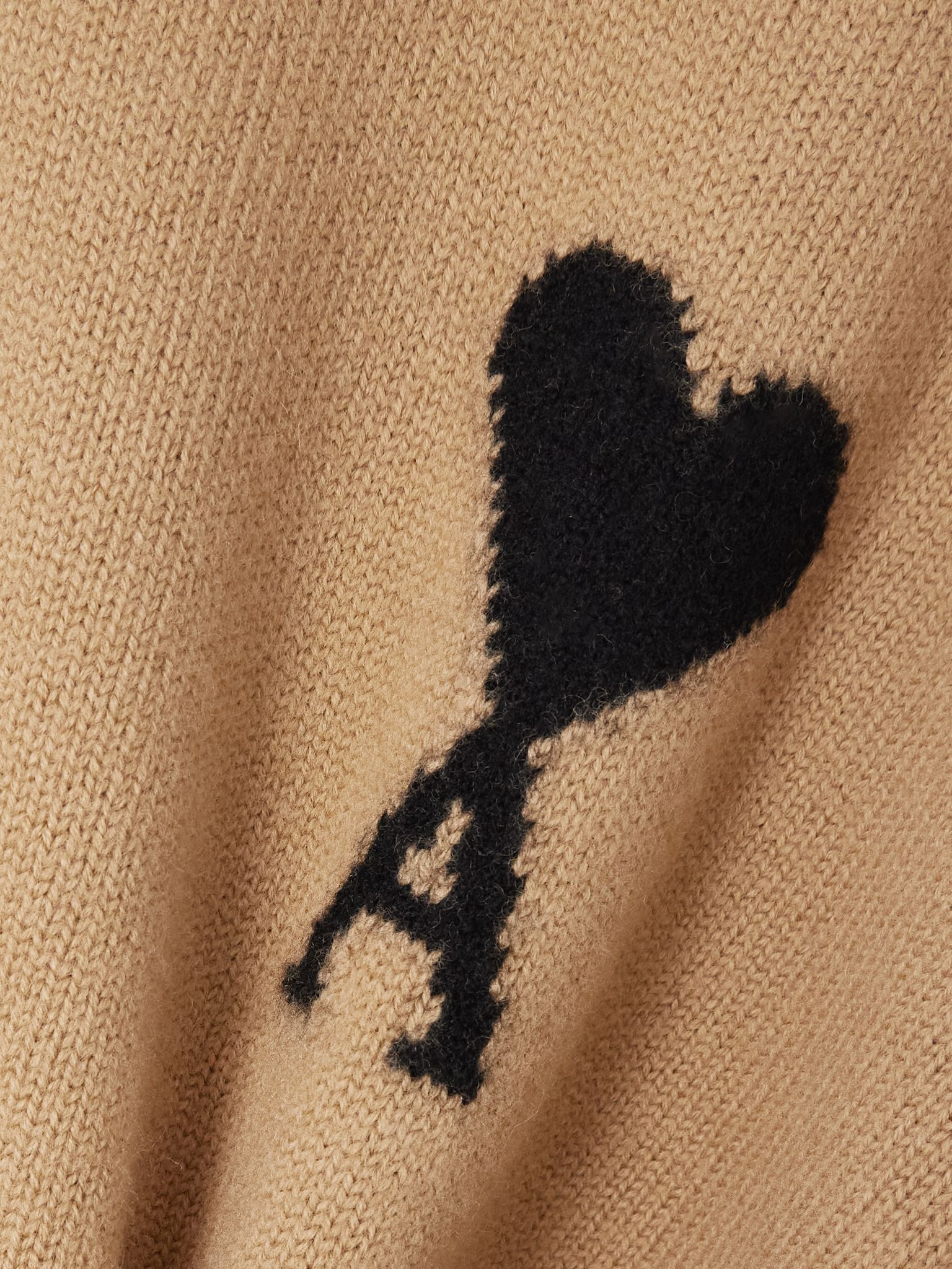 Oversized intarsia-knit wool turtleneck sweater Camel - 5