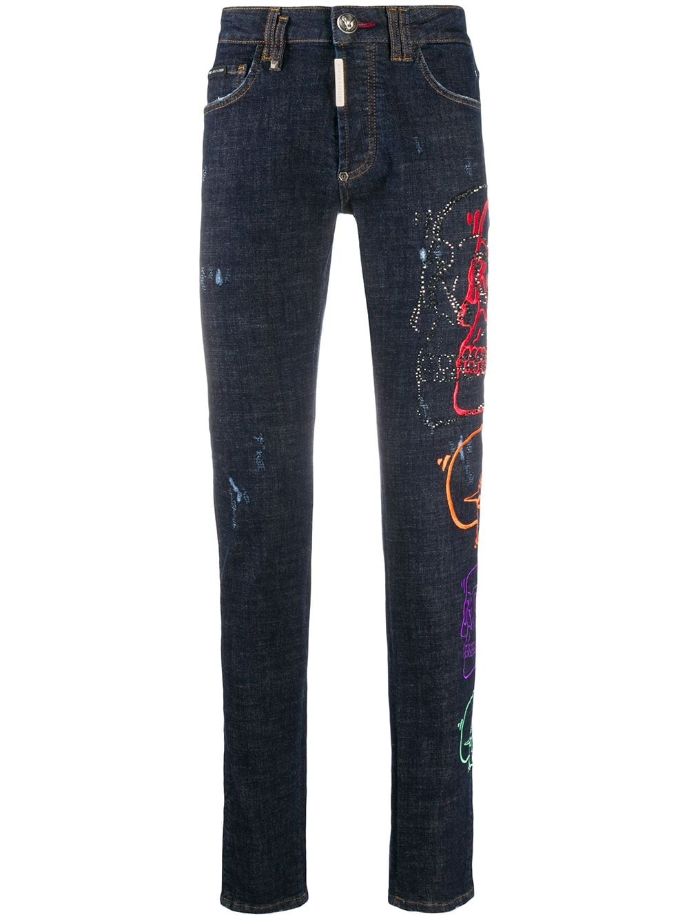 super straight cut patches jeans - 1