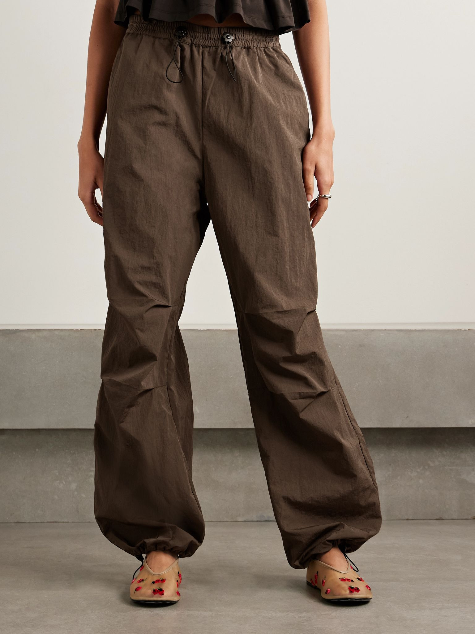 Brooks paneled recycled-shell track pants Brown - 3
