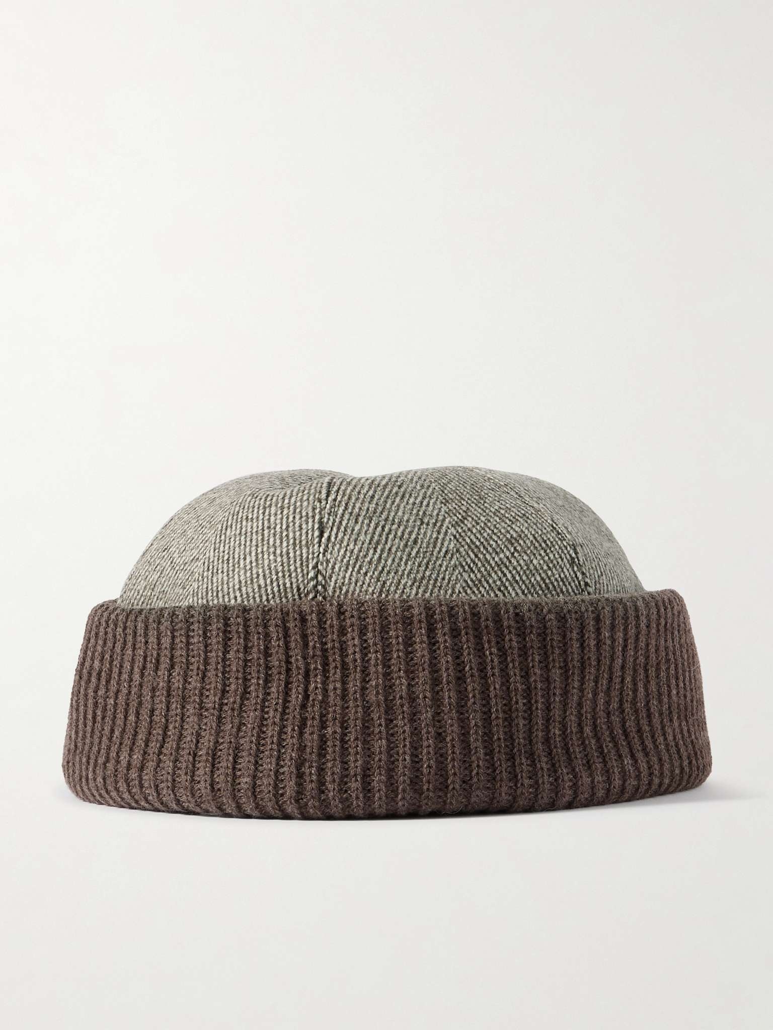 Logo-Appliquéd Herringbone Cotton-Blend and Ribbed-Knit Beanie - 3