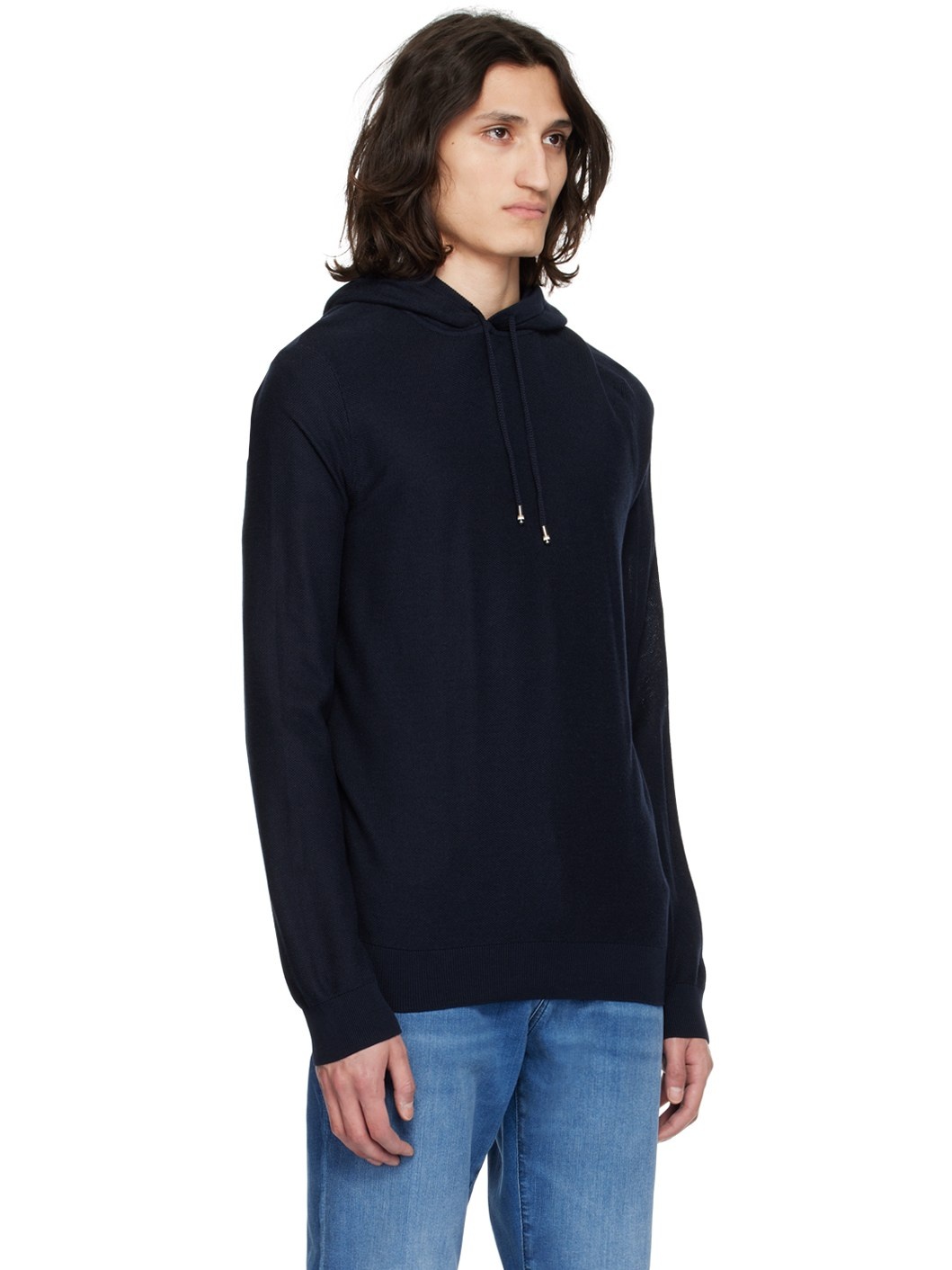 Blue Drawstring Hoodie - 2