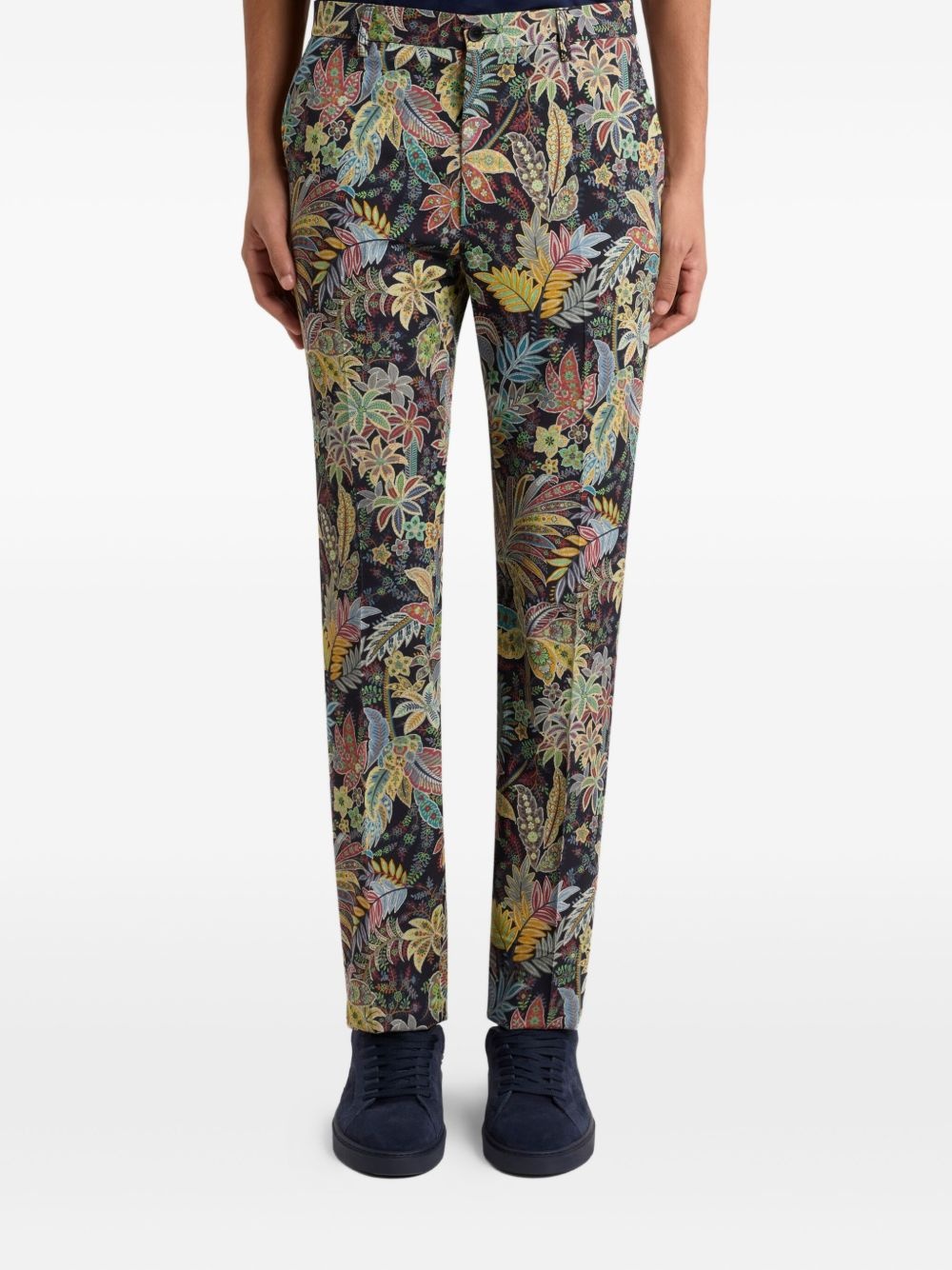 botanical-print gabardine trousers - 3