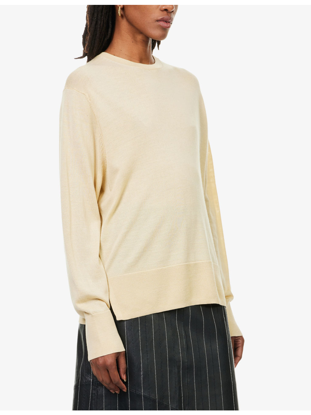 Round-Neck Long-Sleeves Wool And Silk Jumper - 3