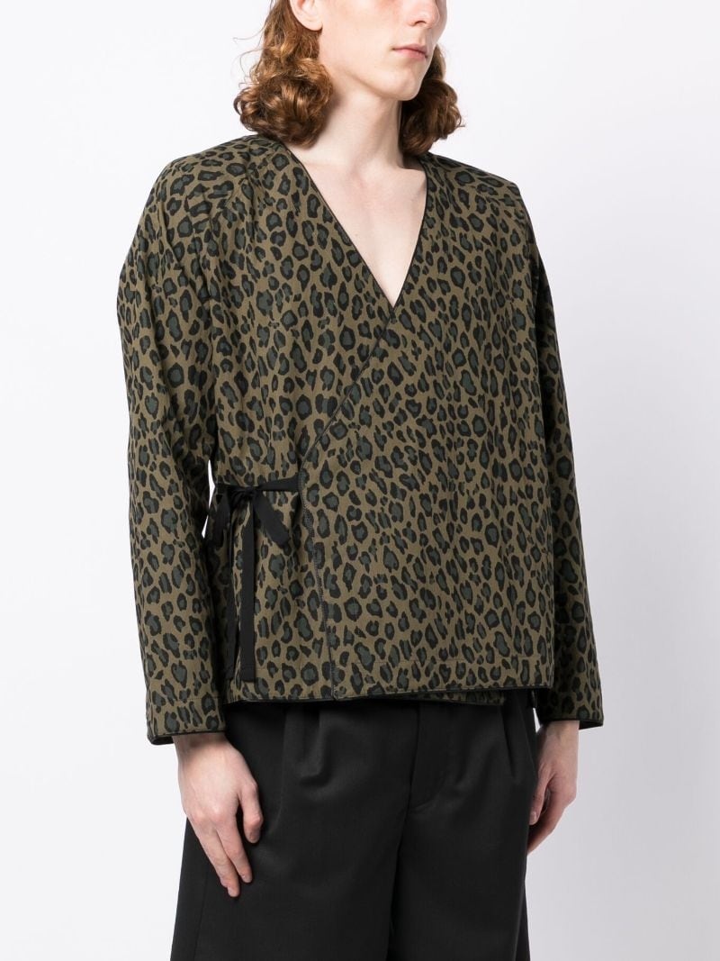 leopard-print cotton-blend kimono - 3
