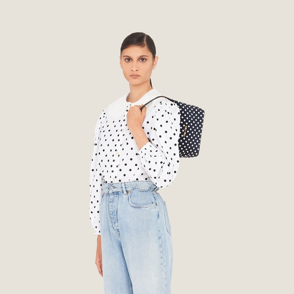 MIU MIU ハックル ケシ テサイン サンタル 5X708DF0553L32 F0118 Miu Miu Miu Spirit printed faille mini-bag | REVERSIBLE