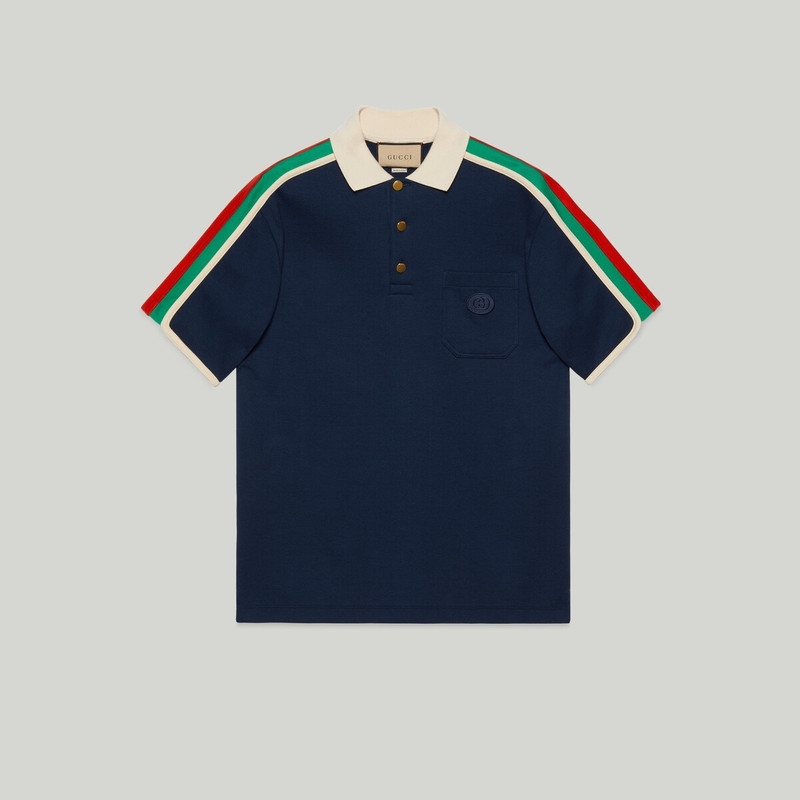 Cotton jersey polo shirt with Web 1