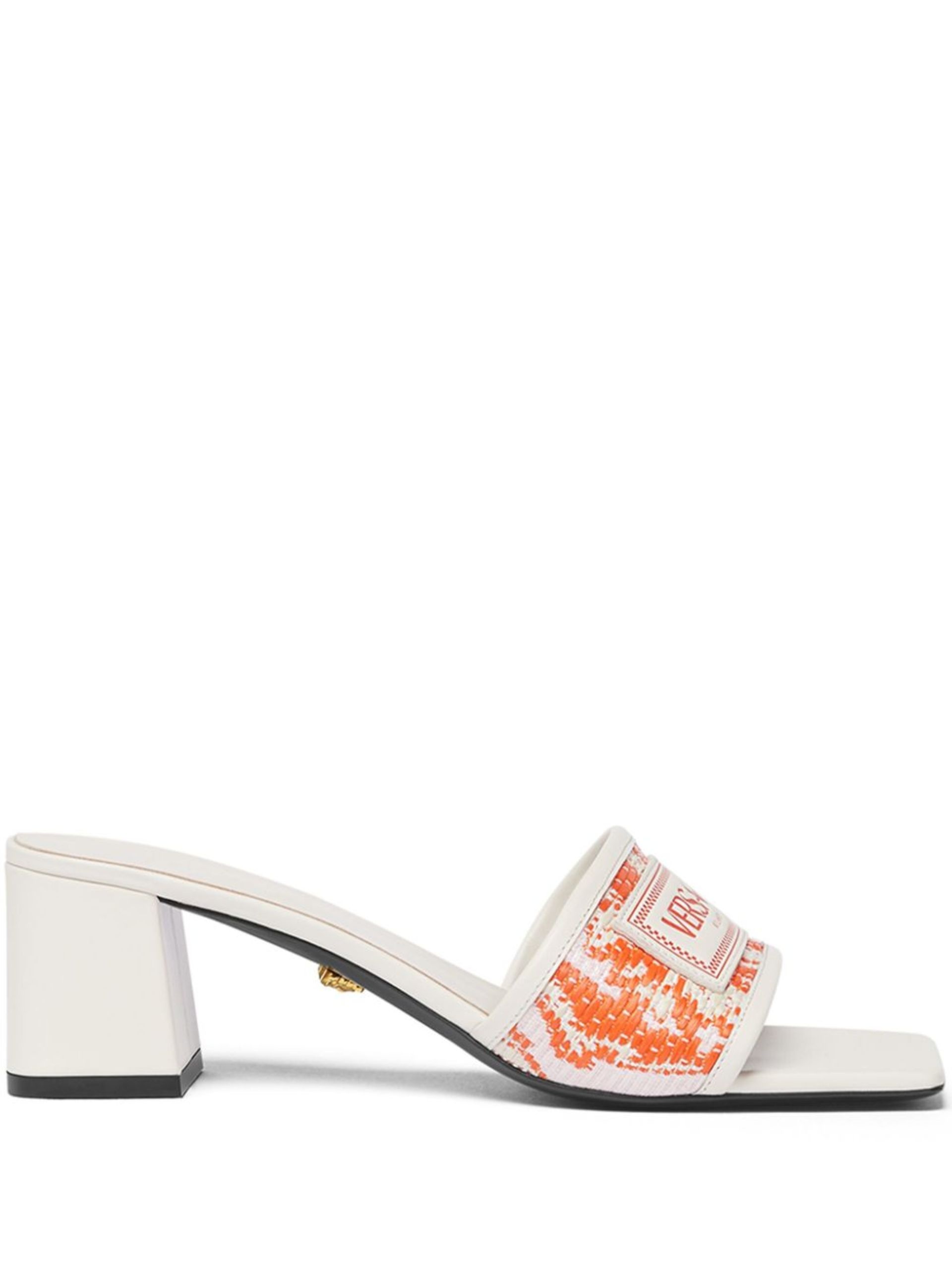 White Theia 55 Raffia Mules - 1