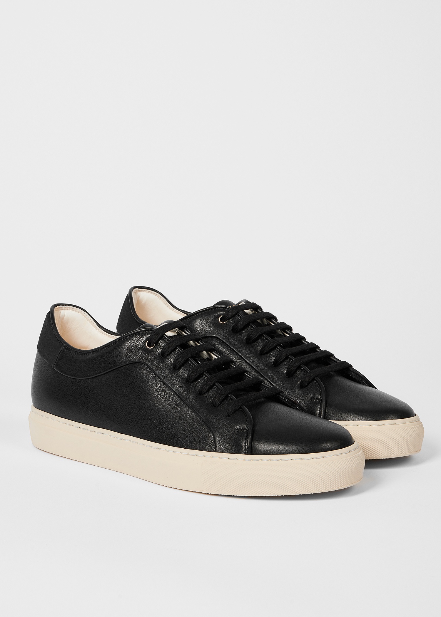 Black Leather 'Basso' Trainers With Cream Soles - 2