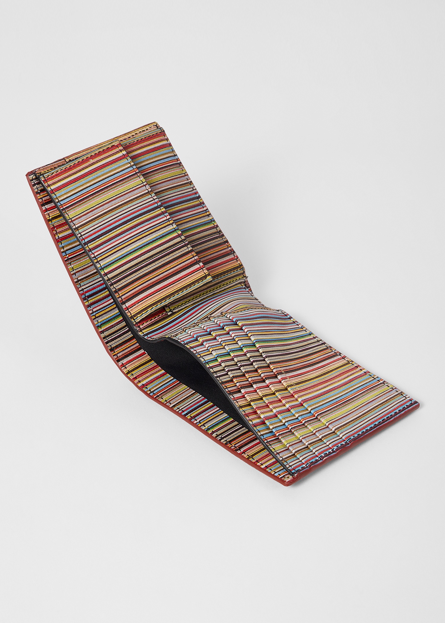 Brick Red Leather 'Signature Stripe' Interior Billfold And Coin Wallet - 4