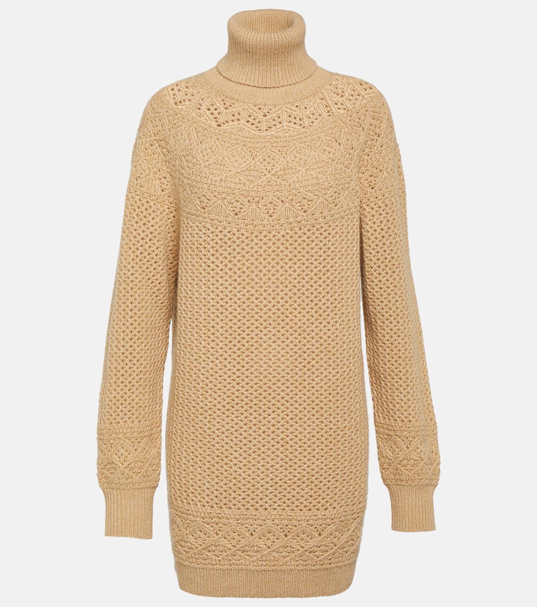 Crochet cashmere turtleneck sweater - 1