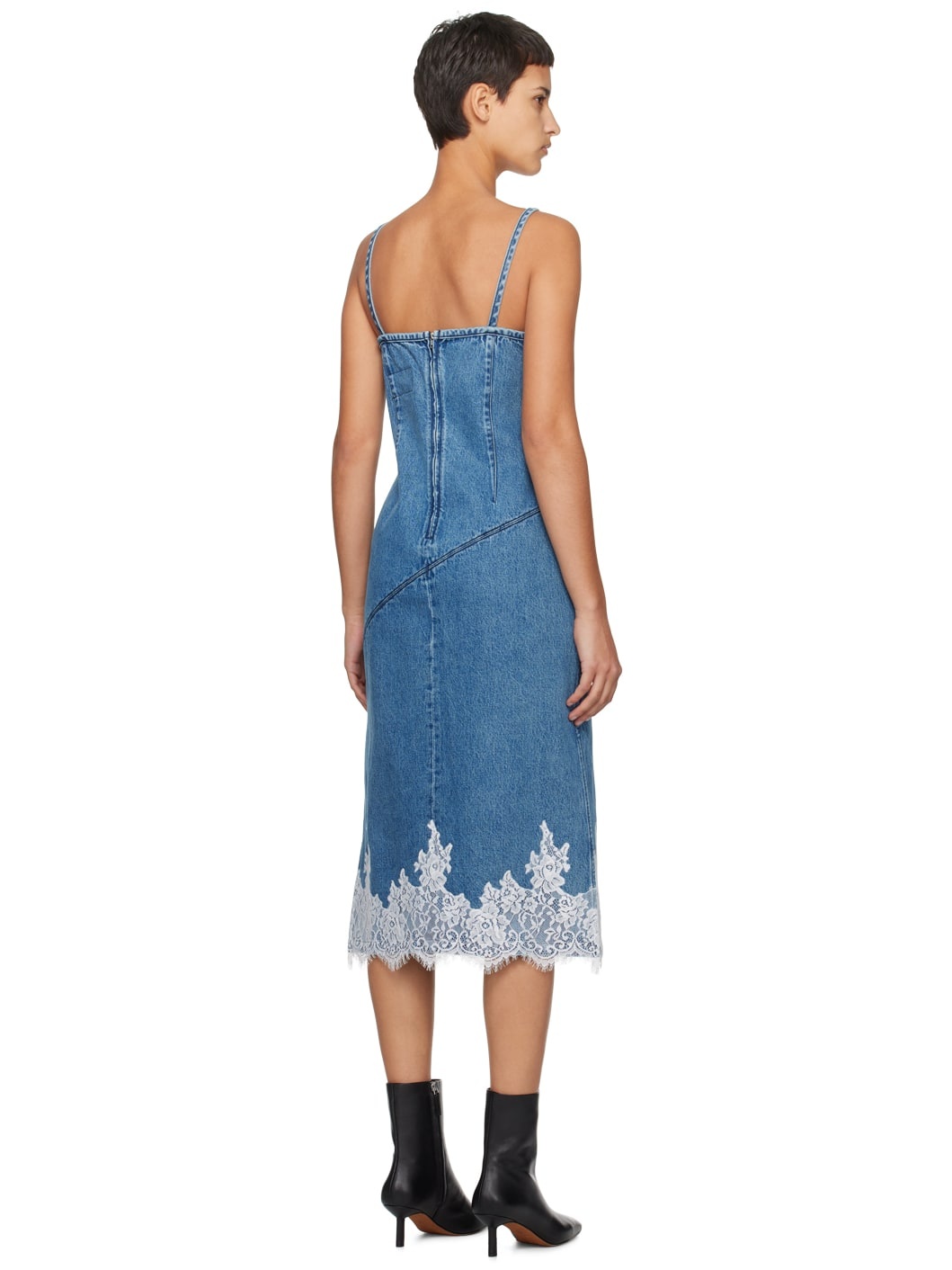 Blue Stonewashed Denim Midi Dress - 3