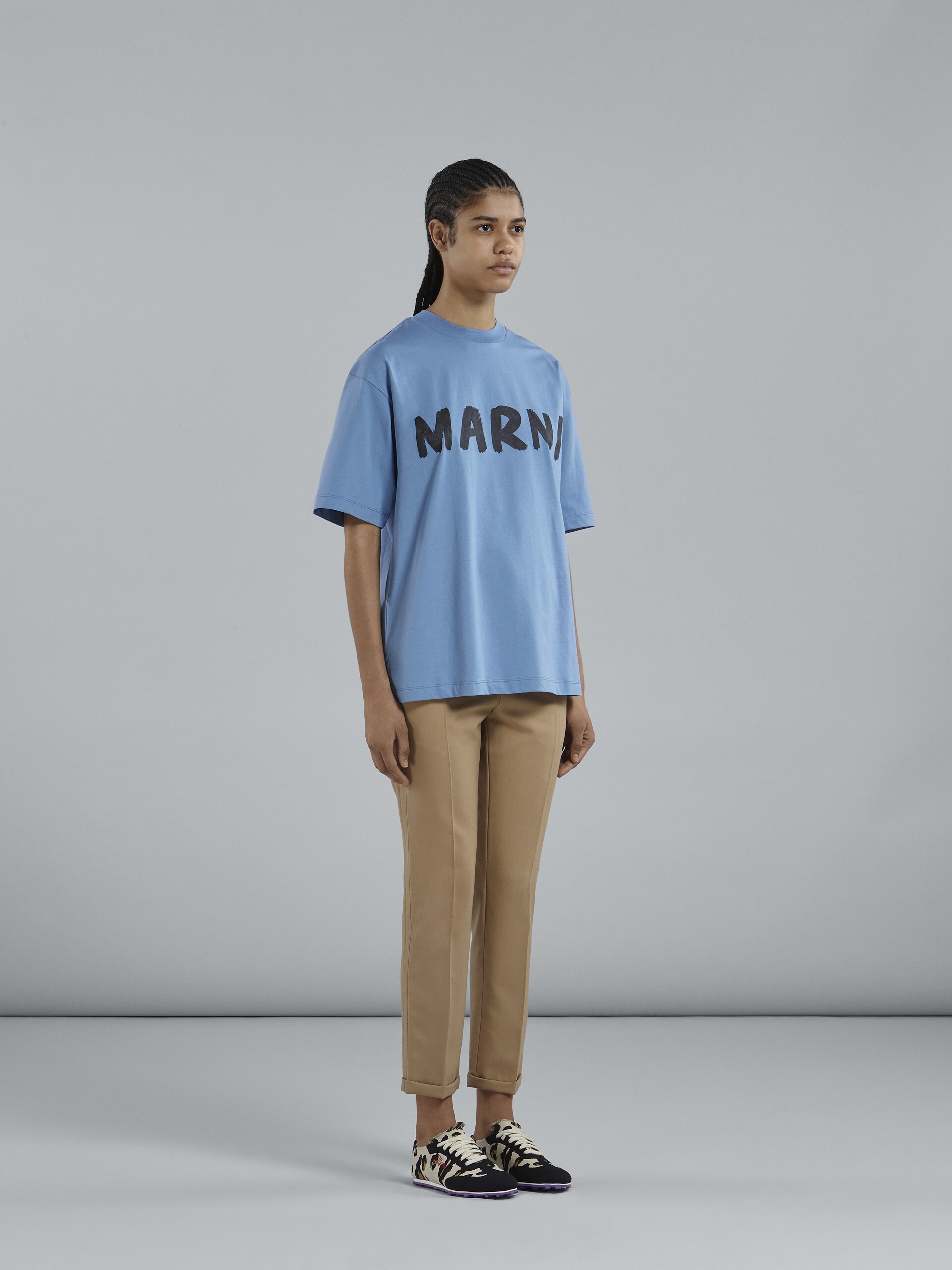 BLUE LOGO PRINT BIO JERSEY T-SHIRT - 5