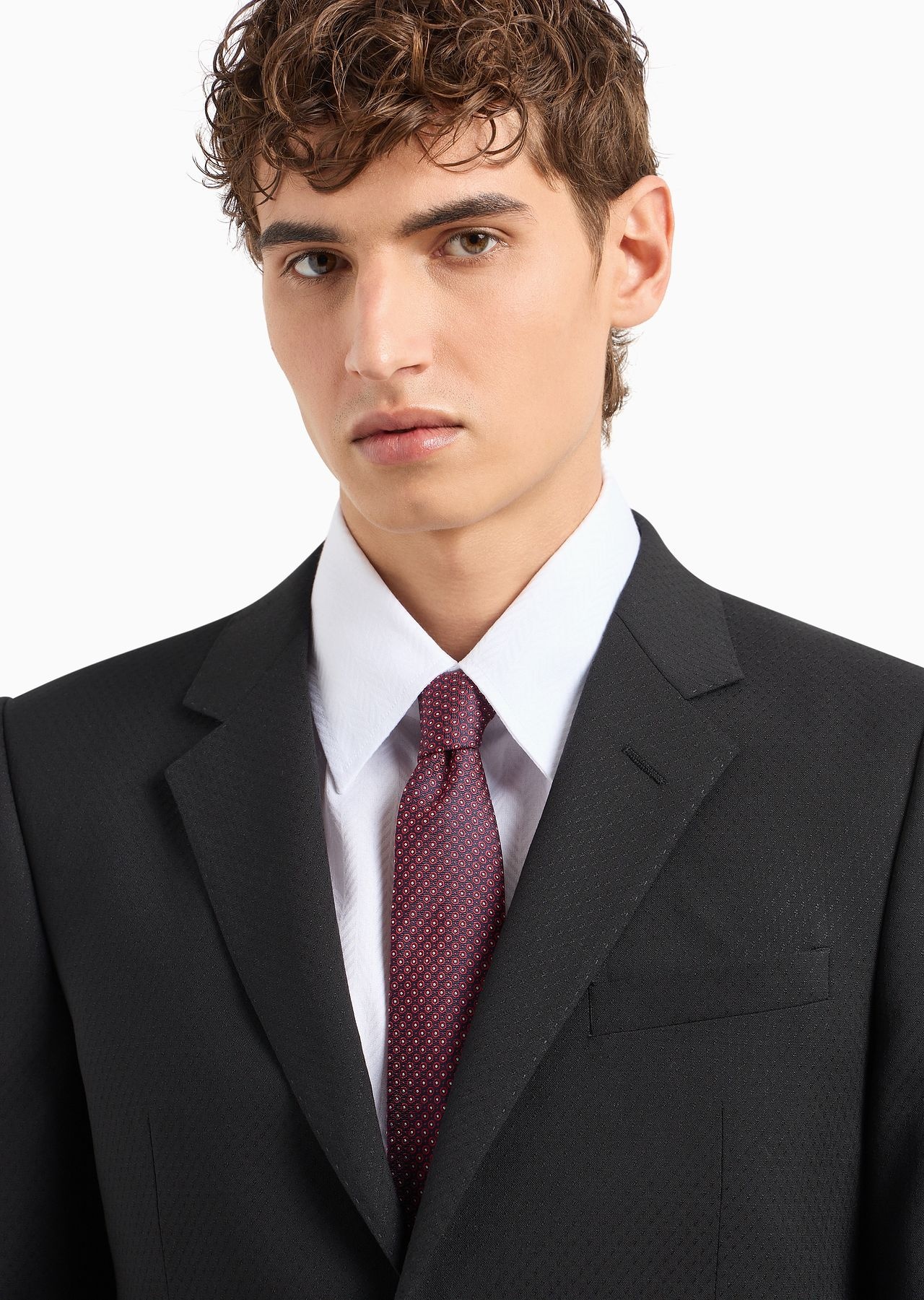 Pure silk tie with jacquard op-art motif - 3