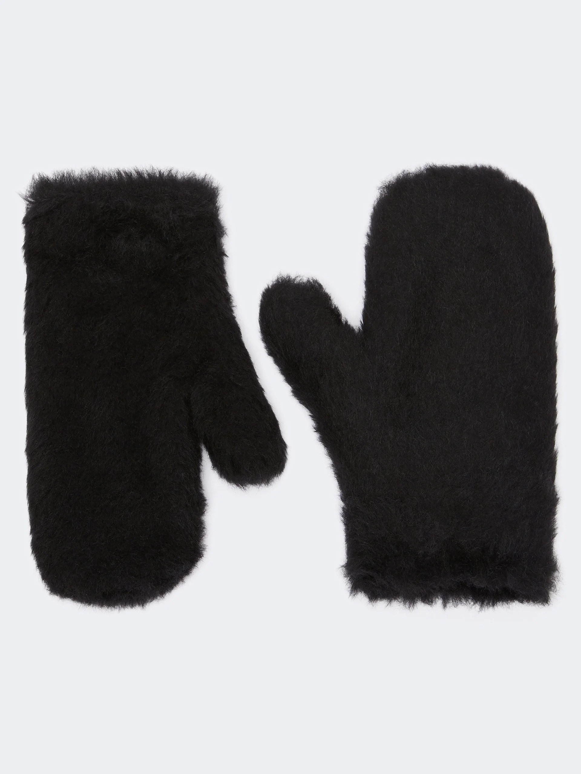 OMBRATO Mittens in alpaca and wool Teddy fabric - BLACK - 1