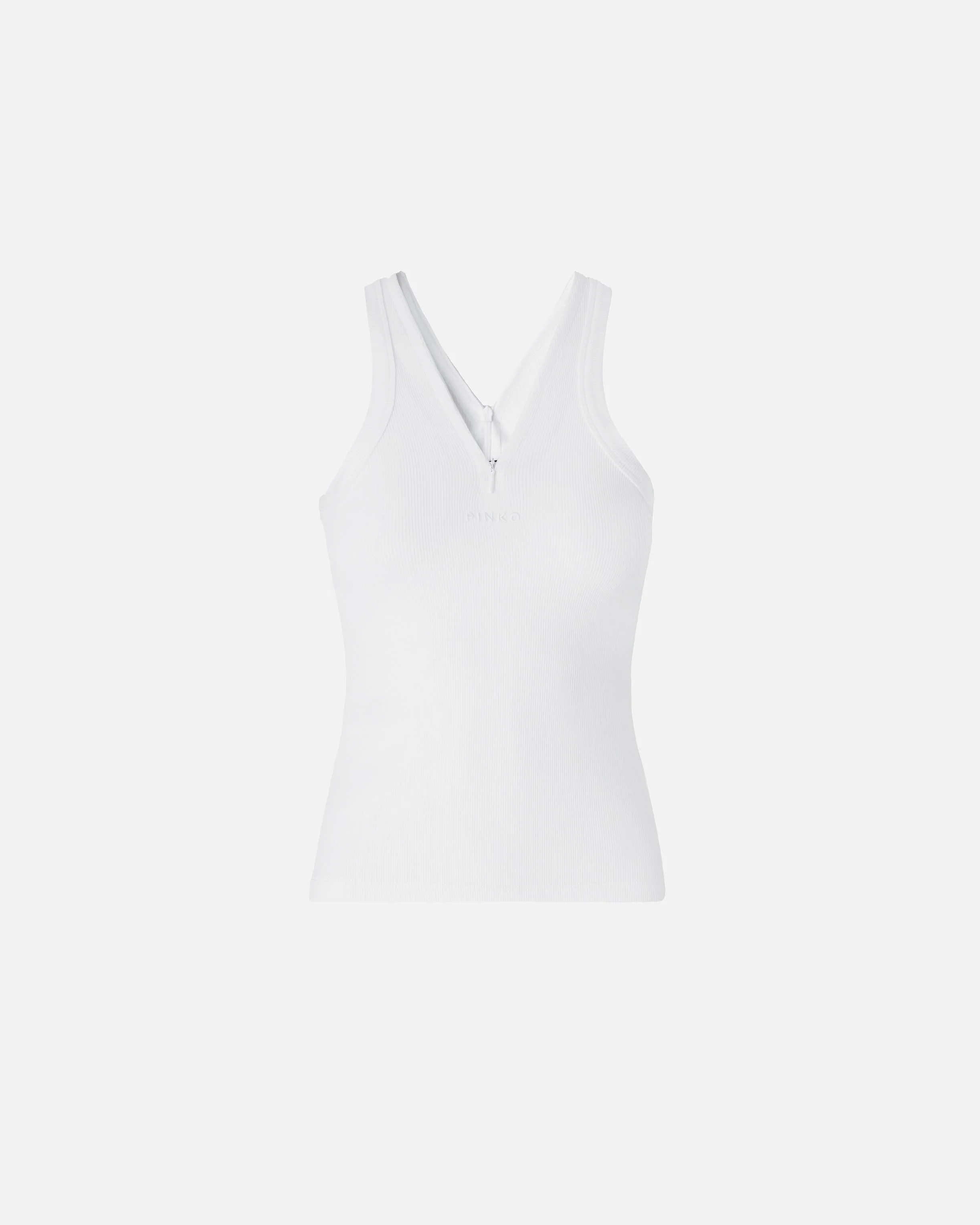 RIB-KNIT TANK TOP WITH V-NECK AND PINKO LOGO - 1