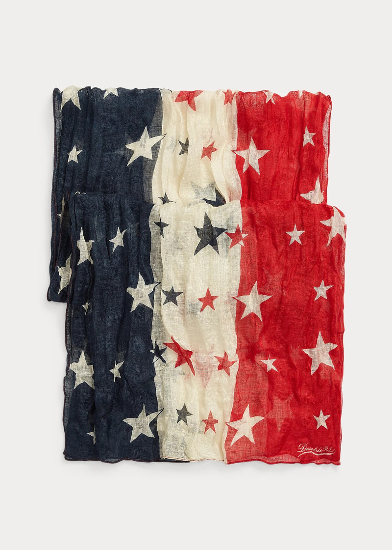 Star-Print Linen Scarf 1