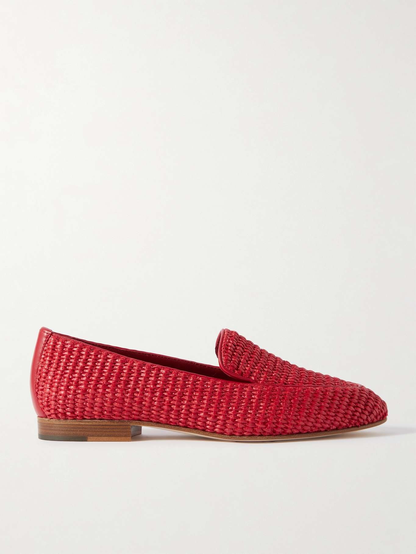 Pitakara leather-trimmed raffia loafers - 1