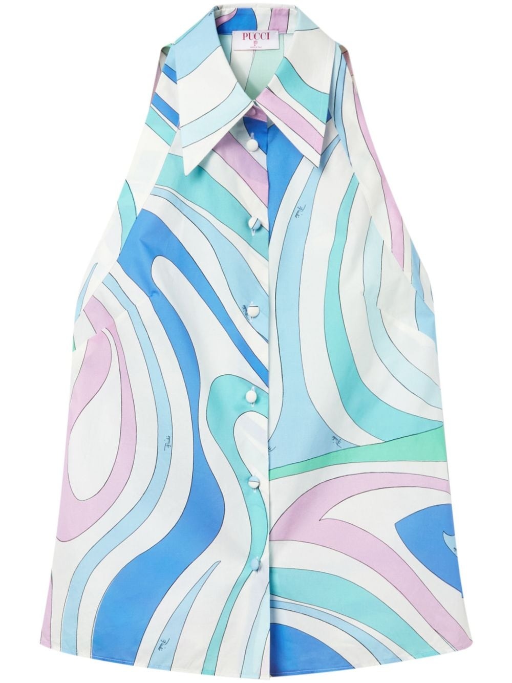 Marmo-print sleeveless shirt - 1