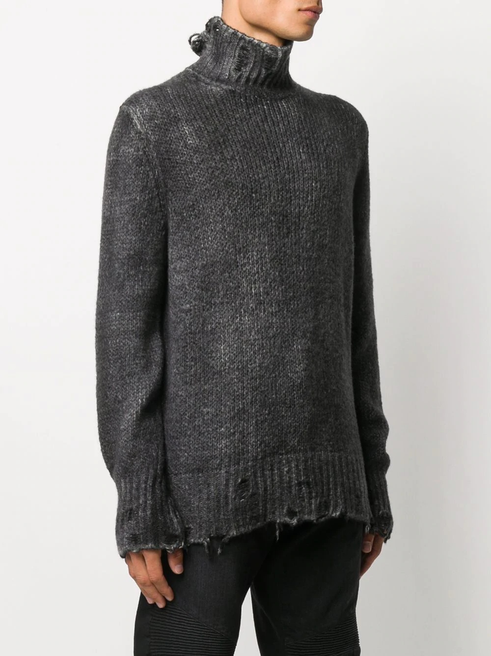 distressed ribbed knit jumper - 3