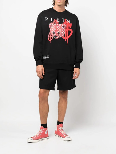 PHILIPP PLEIN teddy-print cotton sweatshirt outlook