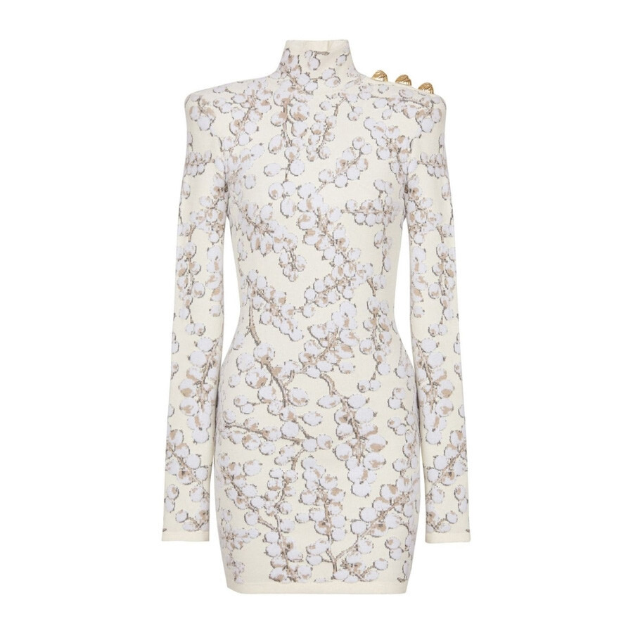 Balmain Redcurrant Jacquard Knit Short Dress - 5