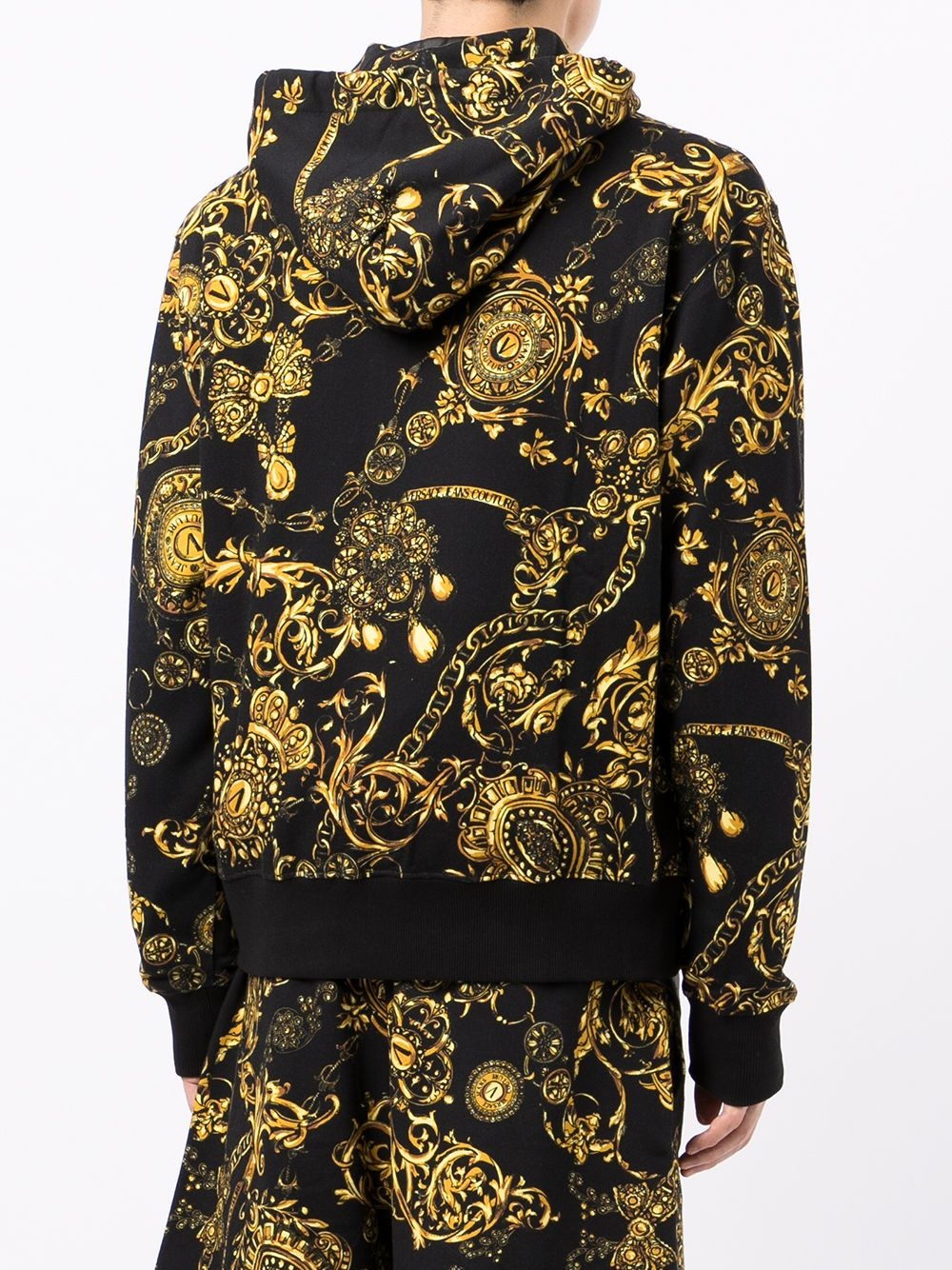 baroque-print zipped hoodie - 4