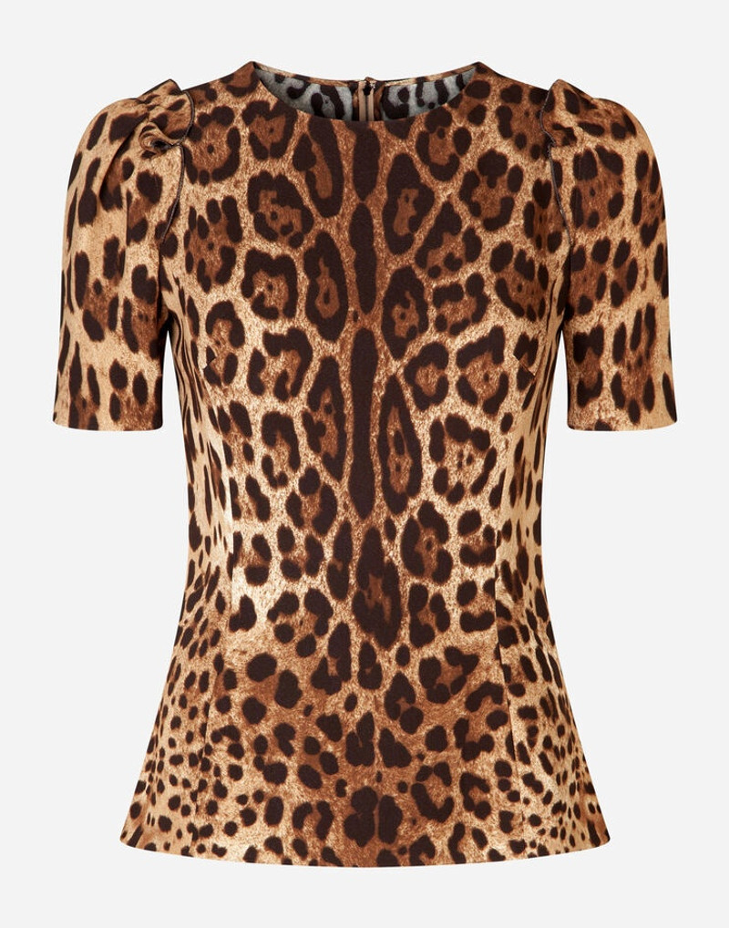 Short-sleeved leopard-print cady top 1