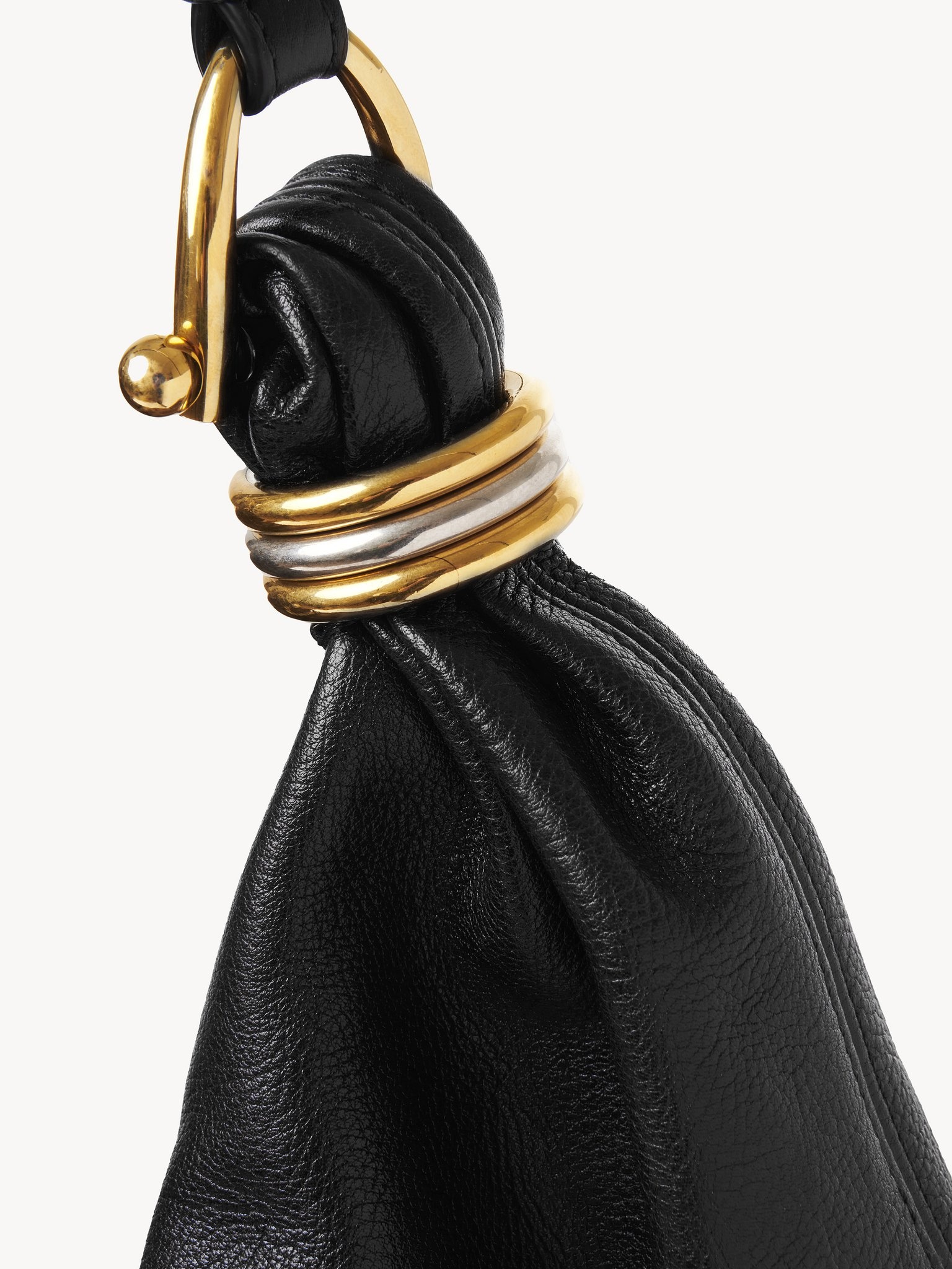 LARGE BRACELET HOBO BAG IN GRAINED LEATHER - 6