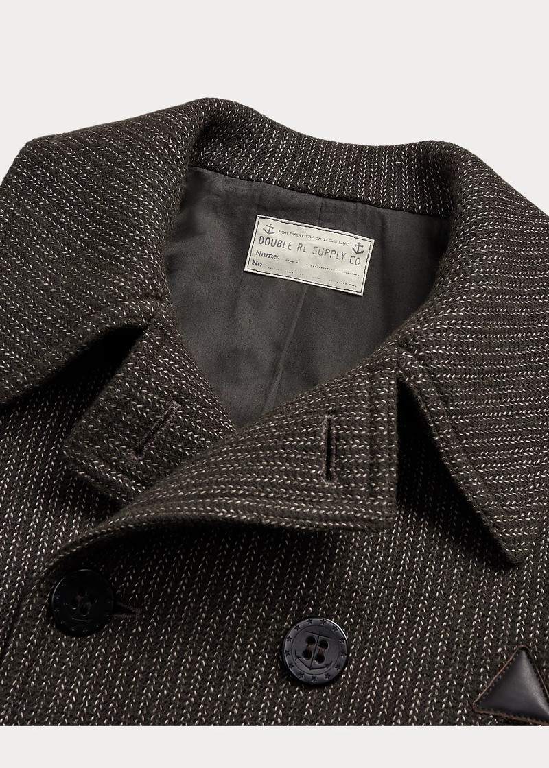 Leather-Trim Wool-Cotton Peacoat 3