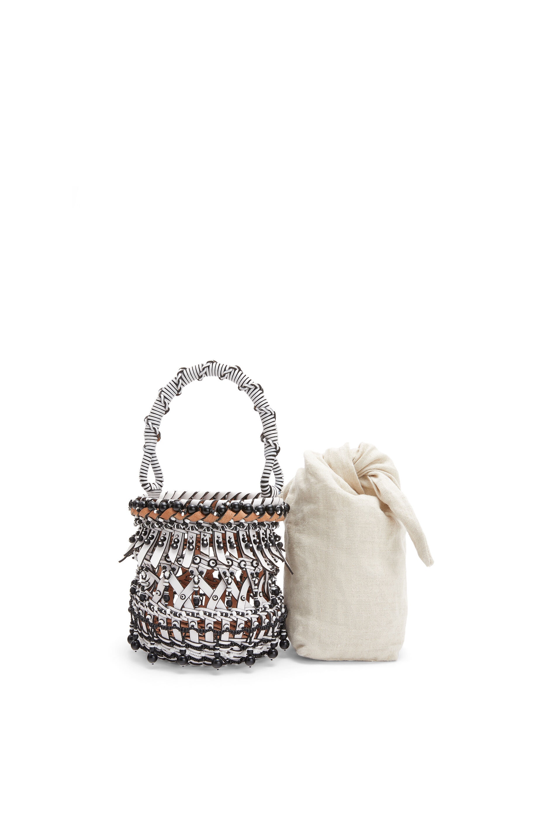 Small beaded Bucket fringes bag in calfskin - 4