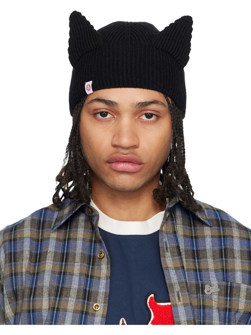 Black Ears Rib Beanie 1